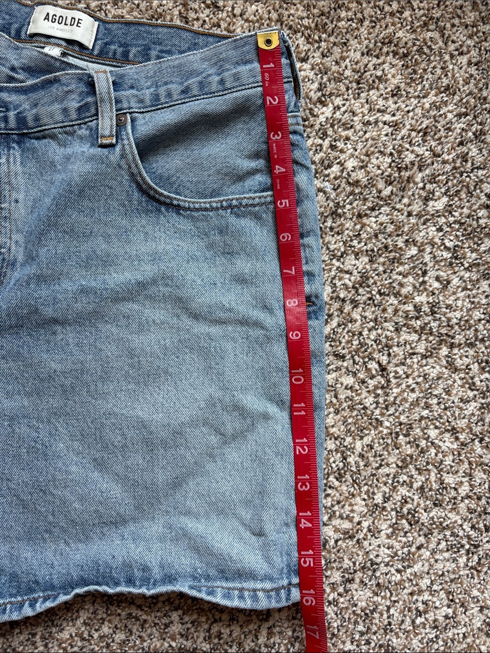 Agolde Light Blue High-Rise cross cross 100% organic cotton Denim Shorts - Picture 10 of 10